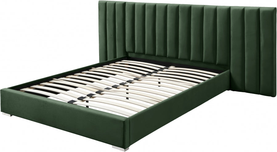 Meridian Furniture - Pablo Velvet King Bed in Green - PabloGreen-K