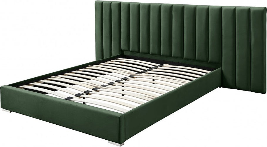 Meridian Furniture - Pablo Velvet Queen Bed in Green - PabloGreen-Q - GreatFurnitureDeal