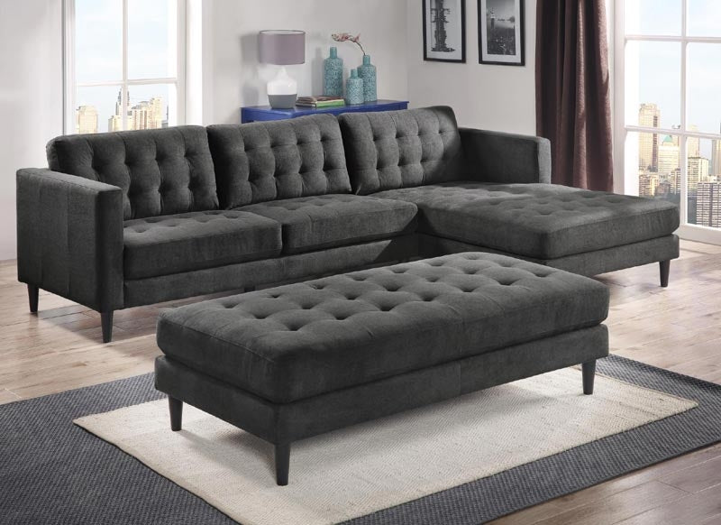 Myco Furniture - Liam Sectional in Charcoal - 1215-CL - GreatFurnitureDeal