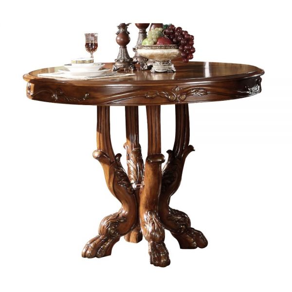 Acme Furniture - Dresden Round Pedestal Counter Height Table in Cherry Oak - 12160 - GreatFurnitureDeal