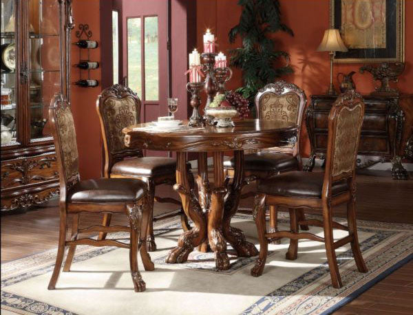 Acme Furniture - Dresden Round Pedestal Counter Height Table in Cherry Oak - 12160