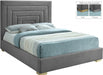 Meridian Furniture - Nora Velvet Queen Bed in Grey - NoraGrey-Q - GreatFurnitureDeal
