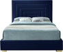 Meridian Furniture - Nora Velvet Queen Bed in Navy - NoraNavy-Q - GreatFurnitureDeal