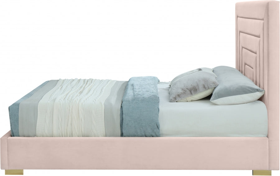 Meridian Furniture - Nora Velvet King Bed in Pink - NoraPink-K