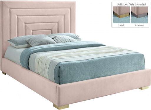 Meridian Furniture - Nora Velvet King Bed in Pink - NoraPink-K - GreatFurnitureDeal