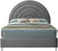 Meridian Furniture - Rainbow Velvet Queen Bed in Grey - RainbowGrey-Q - GreatFurnitureDeal