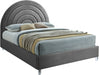 Meridian Furniture - Rainbow Velvet Queen Bed in Grey - RainbowGrey-Q - GreatFurnitureDeal