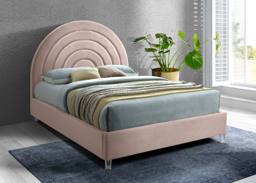 Meridian Furniture - Rainbow Velvet King Bed in Pink - RainbowPink-K