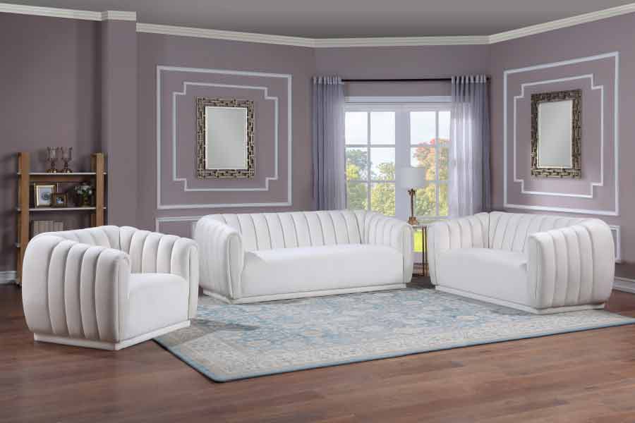 Meridian Furniture - Dixie Velvet Loveseat in Cream - 674Cream-L - GreatFurnitureDeal