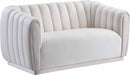 Meridian Furniture - Dixie 3 Piece Living Room Set in Cream - 674Cream-S-3SET - GreatFurnitureDeal
