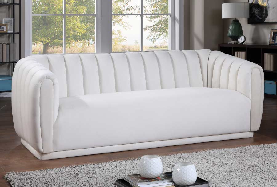 Meridian Furniture - Dixie Velvet Sofa in Cream - 674Cream-S