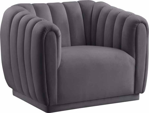 Meridian Furniture - Dixie Velvet Chair in Grey - 674Grey-C - GreatFurnitureDeal