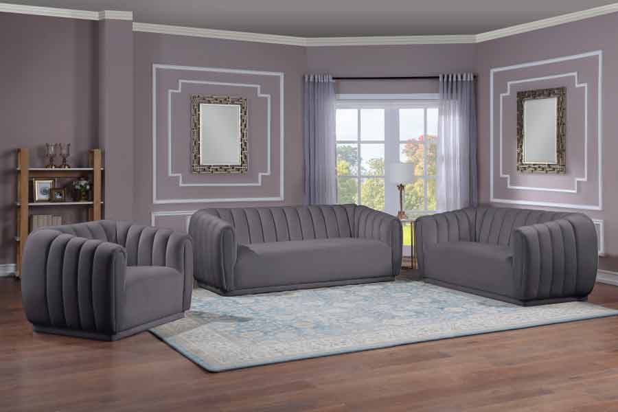 Meridian Furniture - Dixie Velvet Chair in Grey - 674Grey-C