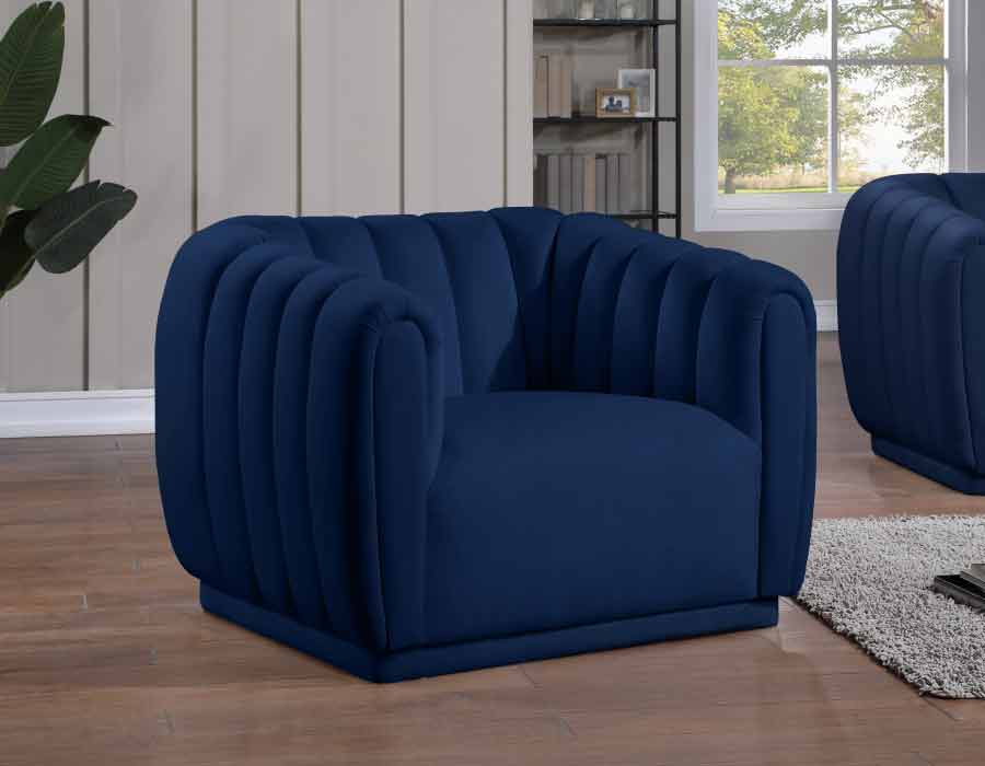 Meridian Furniture - Dixie 3 Piece Living Room Set in Navy - 674Navy-S-3SET