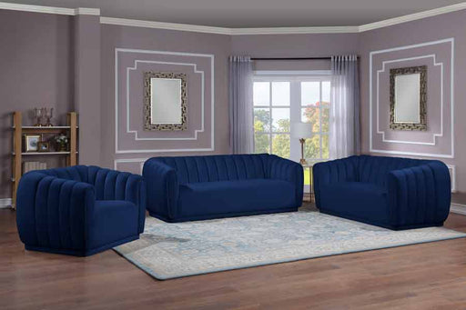 Meridian Furniture - Dixie 3 Piece Living Room Set in Navy - 674Navy-S-3SET - GreatFurnitureDeal