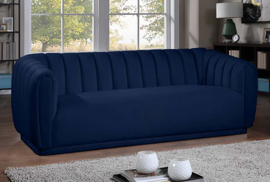 Meridian Furniture - Dixie Velvet Sofa in Navy - 674Navy-S - GreatFurnitureDeal
