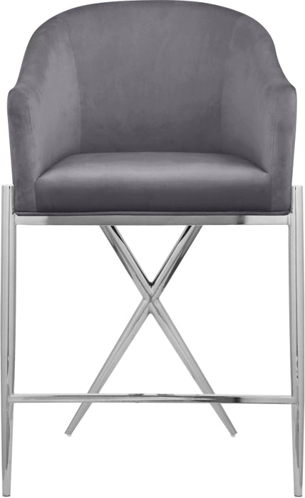 Meridian Furniture - Xavier Counter Stool Set of 2 in Grey - 866Grey-C - GreatFurnitureDeal