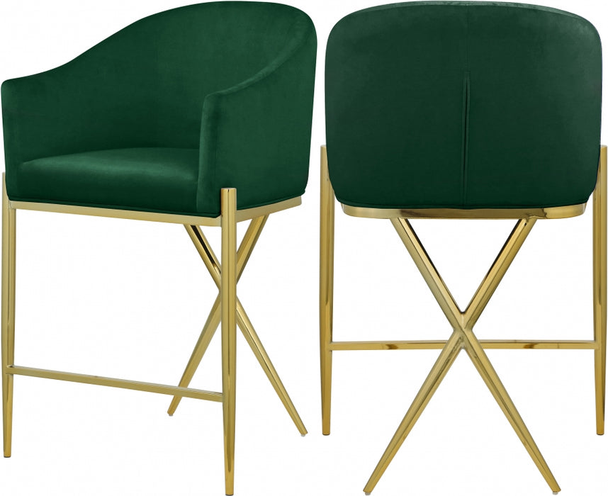 Meridian Furniture - Xavier Counter Stool Set of 2 in Green - 867Green-C