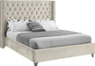 Meridian Furniture - Aiden Velvet Queen Bed in Cream - AidenCream-Q - GreatFurnitureDeal