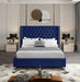 Meridian Furniture - Aiden Velvet Queen Bed in Navy - AidenNavy-Q - GreatFurnitureDeal