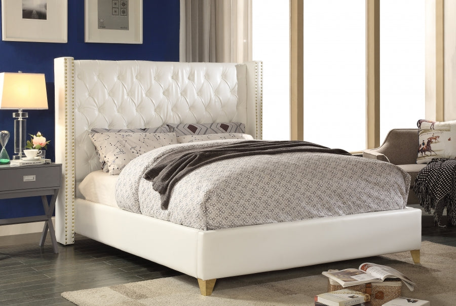 Meridian Furniture - Soho Bonded Leather King Bed in White - SohoWhite-K - GreatFurnitureDeal