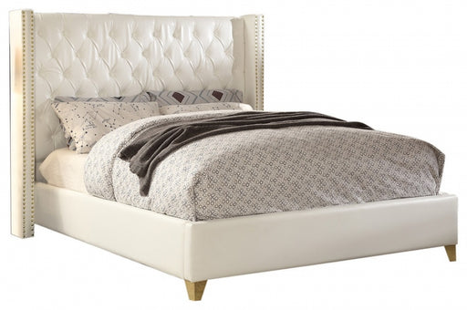 Meridian Furniture - Soho Bonded Leather Queen Bed in White - SohoWhite-Q - GreatFurnitureDeal