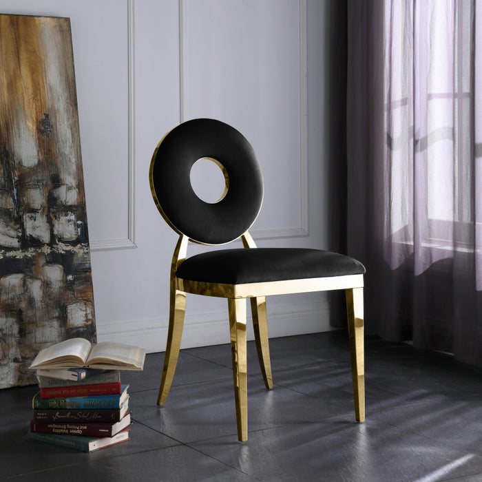 Meridian Furniture - Carousel Velvet Dining Chair Set of 2 in Black - 858Black-C - GreatFurnitureDeal