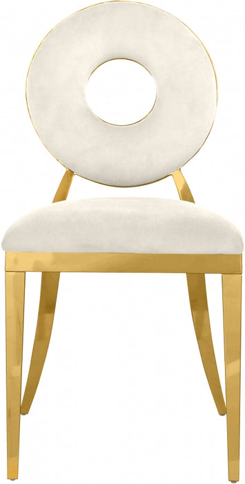 Meridian Furniture - Carousel Velvet Dining Chair Set of 2 in Cream - 858Cream-C - GreatFurnitureDeal