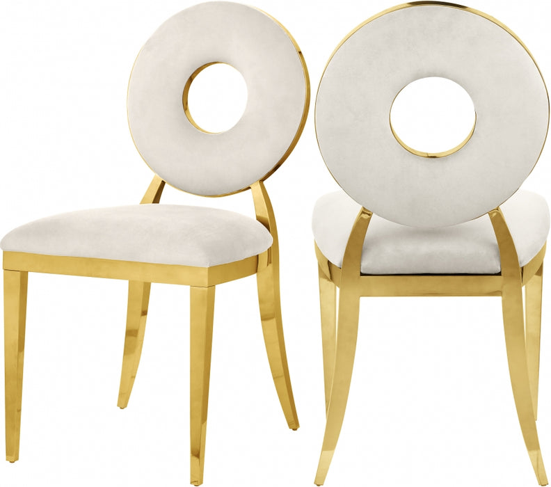 Meridian Furniture - Carousel Velvet Dining Chair Set of 2 in Cream - 858Cream-C - GreatFurnitureDeal