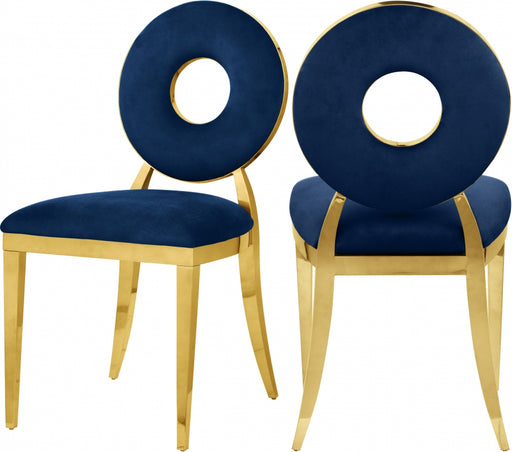 Meridian Furniture - Carousel Velvet Dining Chair Set of 2 in Navy - 858Navy-C - GreatFurnitureDeal