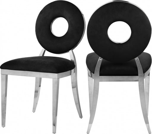 Meridian Furniture - Carousel Velvet Dining Chair Set of 2 in Black - 859Black-C - GreatFurnitureDeal