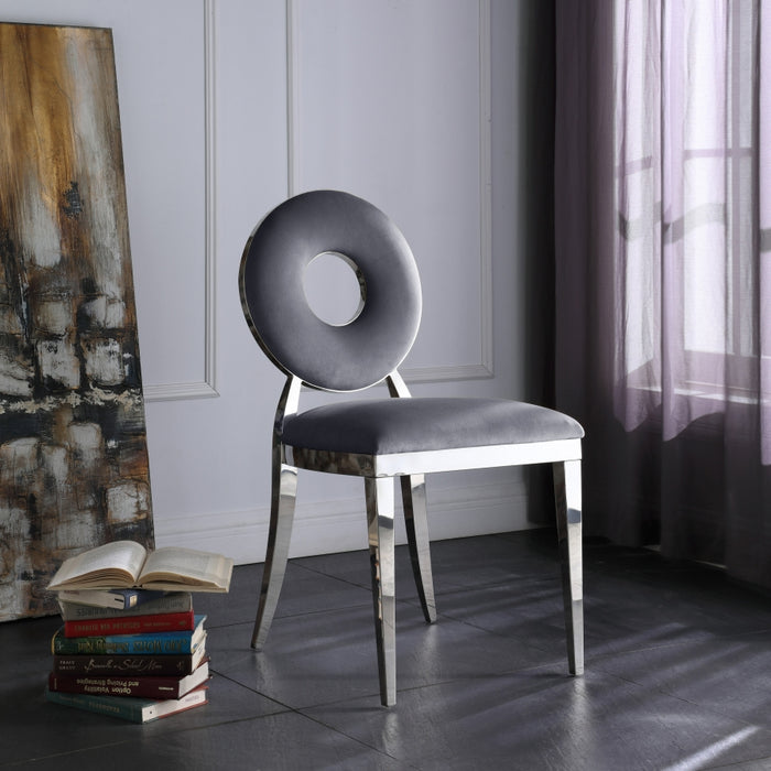 Meridian Furniture - Carousel Velvet Dining Chair Set of 2 in Grey - 859Grey-C - GreatFurnitureDeal