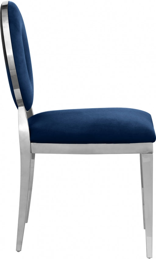 Meridian Furniture - Carousel Velvet Dining Chair Set of 2 in Navy - 859Navy-C - GreatFurnitureDeal