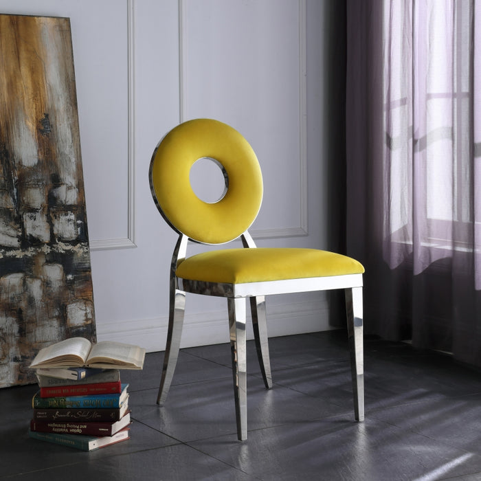 Meridian Furniture - Carousel Velvet Dining Chair Set of 2 in Yellow - 859Yellow-C - GreatFurnitureDeal