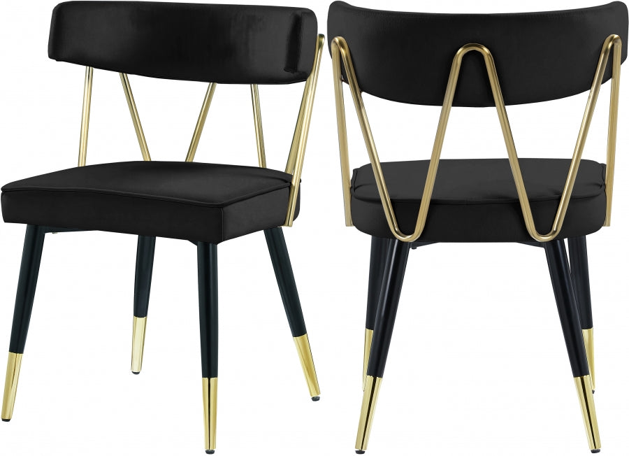 Meridian Furniture - Rheingold Velvet Dining Chair Set of 2 in Black - 854Black-C - GreatFurnitureDeal