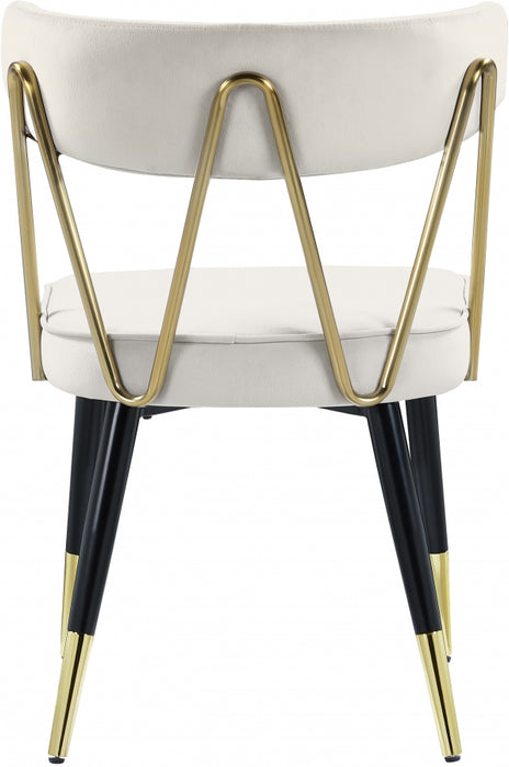 Meridian Furniture - Rheingold Velvet Dining Chair Set of 2 in Cream - 854Cream-C