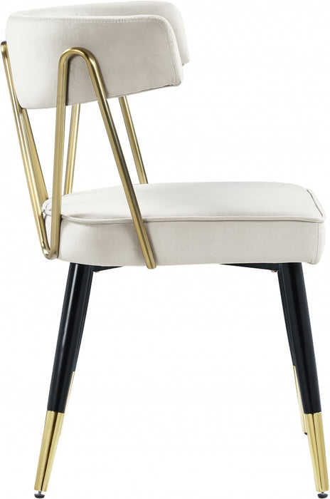 Meridian Furniture - Rheingold Velvet Dining Chair Set of 2 in Cream - 854Cream-C - GreatFurnitureDeal