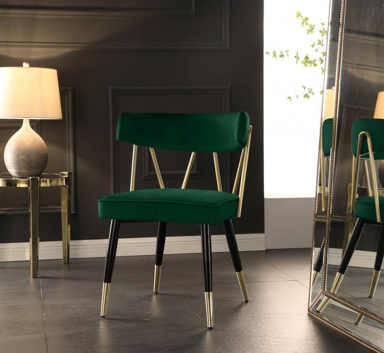 Meridian Furniture - Rheingold Velvet Dining Chair Set of 2 in Green - 854Green-C - GreatFurnitureDeal