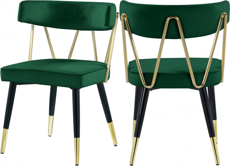 Meridian Furniture - Rheingold Velvet Dining Chair Set of 2 in Green - 854Green-C - GreatFurnitureDeal
