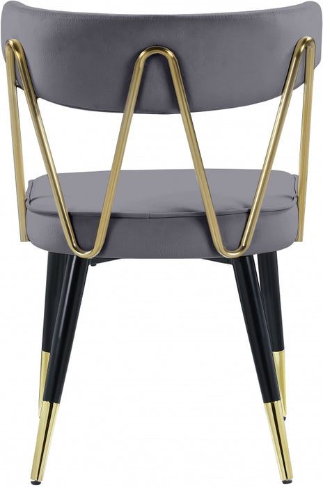 Meridian Furniture - Rheingold Velvet Dining Chair Set of 2 in Grey - 854Grey-C - GreatFurnitureDeal