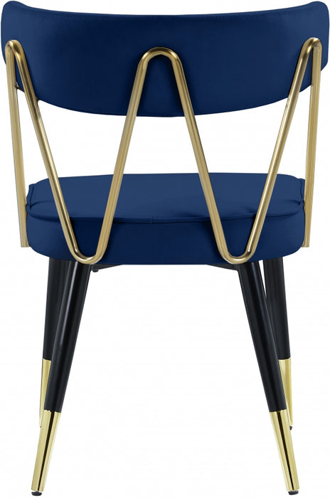 Meridian Furniture - Rheingold Velvet Dining Chair Set of 2 in Navy - 854Navy-C - GreatFurnitureDeal