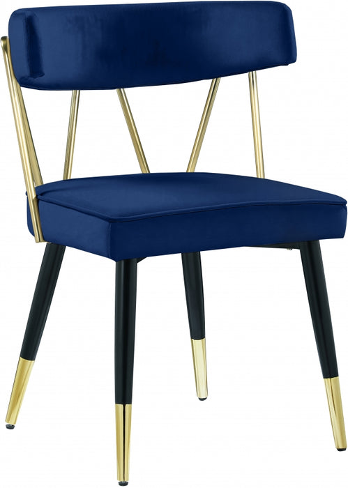 Meridian Furniture - Rheingold Velvet Dining Chair Set of 2 in Navy - 854Navy-C