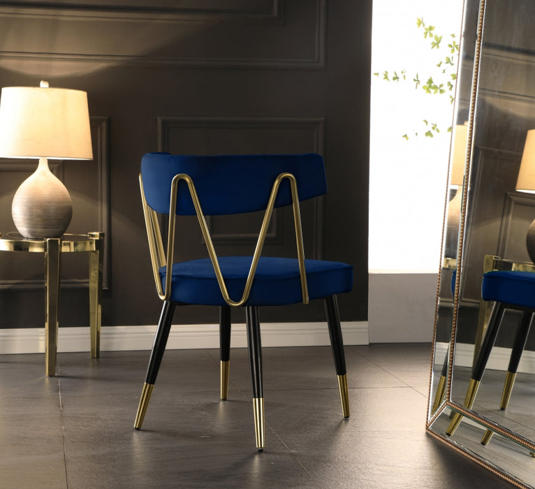 Meridian Furniture - Rheingold Velvet Dining Chair Set of 2 in Navy - 854Navy-C - GreatFurnitureDeal