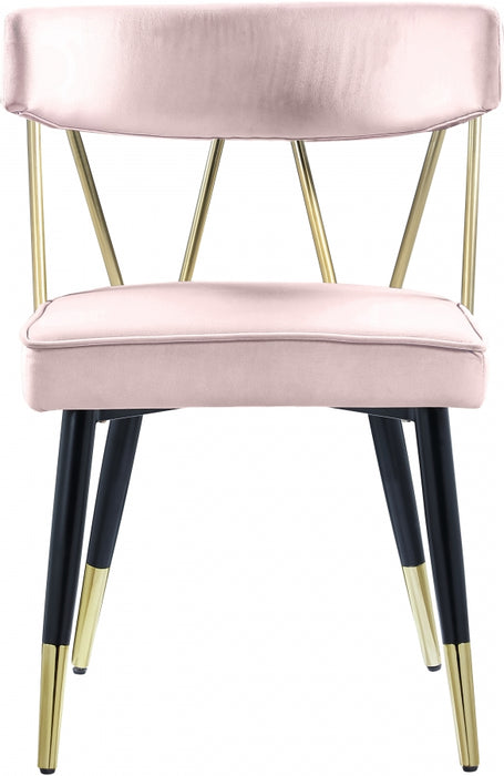Meridian Furniture - Rheingold Velvet Dining Chair Set of 2 in Pink - 854Pink-C - GreatFurnitureDeal