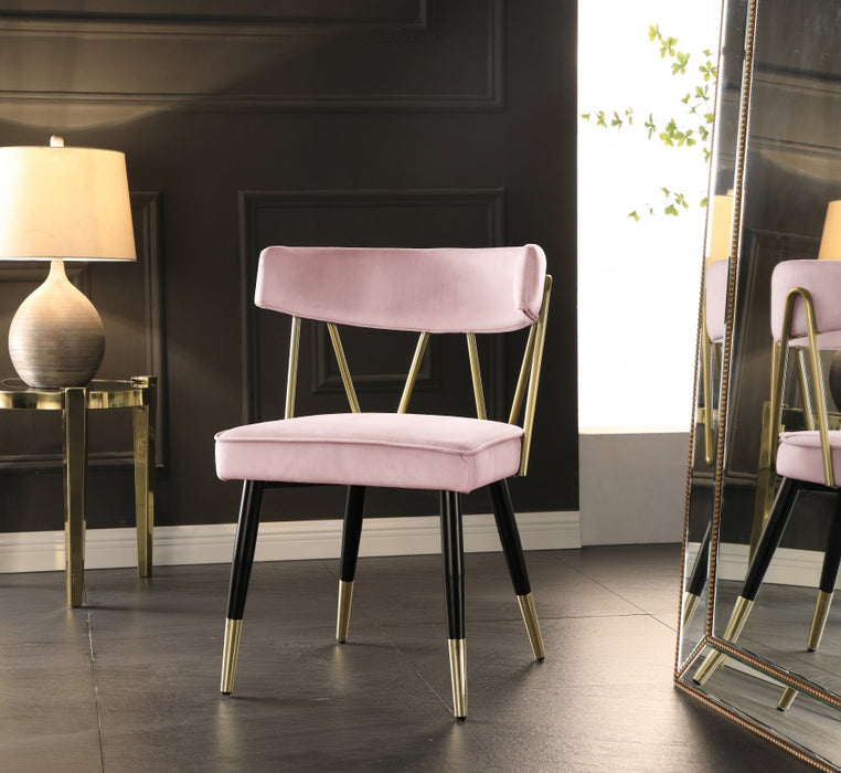 Meridian Furniture - Rheingold Velvet Dining Chair Set of 2 in Pink - 854Pink-C - GreatFurnitureDeal