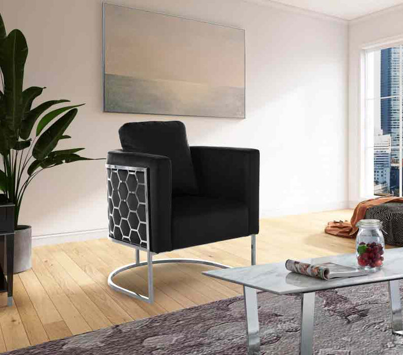 Meridian Furniture - Casa Velvet Chair in Black - 691Black-C - GreatFurnitureDeal