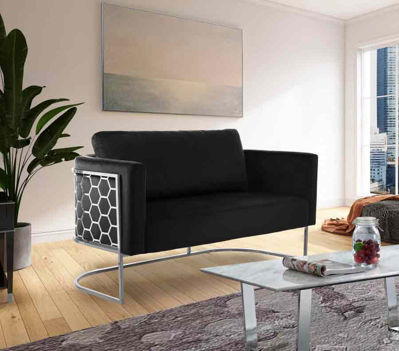Meridian Furniture - Casa Velvet Loveseat in Black - 691Black-L - GreatFurnitureDeal