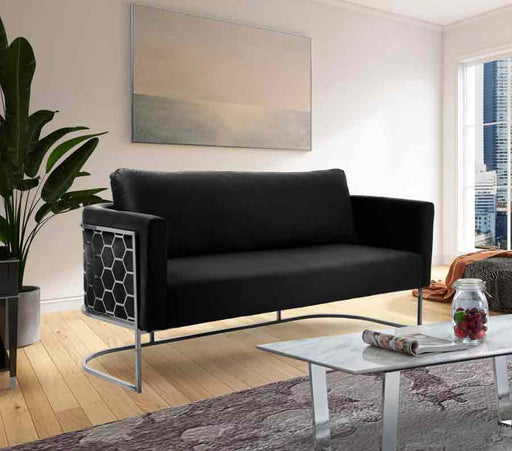 Meridian Furniture - Casa Velvet Sofa in Black - 691Black-S - GreatFurnitureDeal