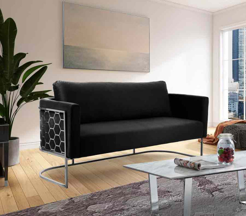 Meridian Furniture - Casa Velvet Sofa in Black - 691Black-S