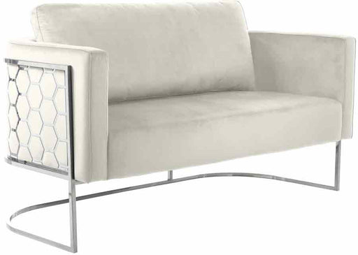 Meridian Furniture - Casa Velvet Loveseat in Cream - 691Cream-L - GreatFurnitureDeal